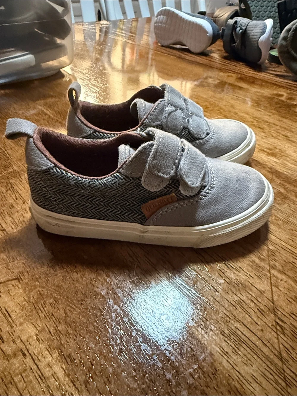 Old Navy Gray Velcro Kids Sneakers with White Soles